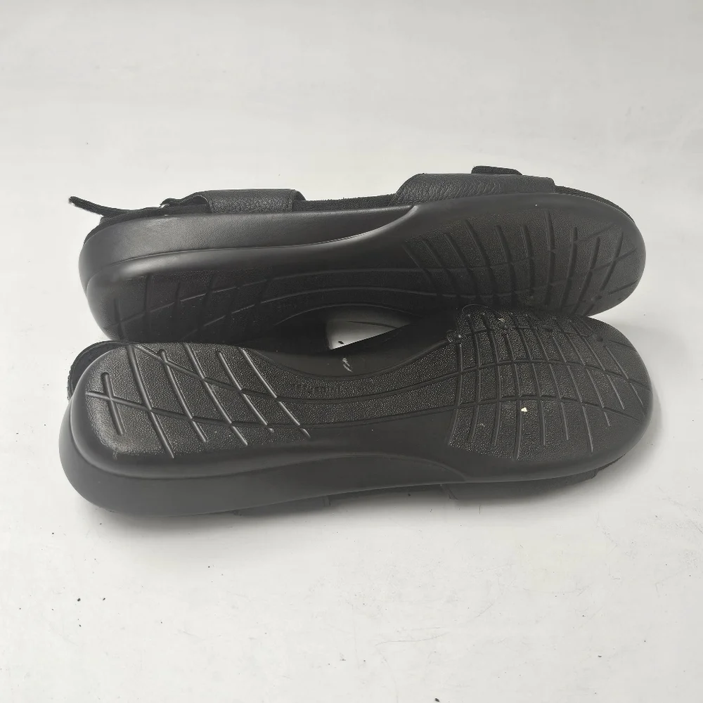 Easy Spirit Hartwell Black Leather Adjustable Comfort Sandals Wedge Size 9.5
